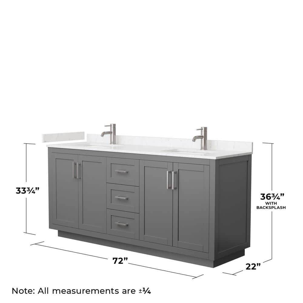 Wyndham Collection Miranda 72" Double Bath Vanity in Dark Gray with Cultured Marble Top and White Basins - Image 5