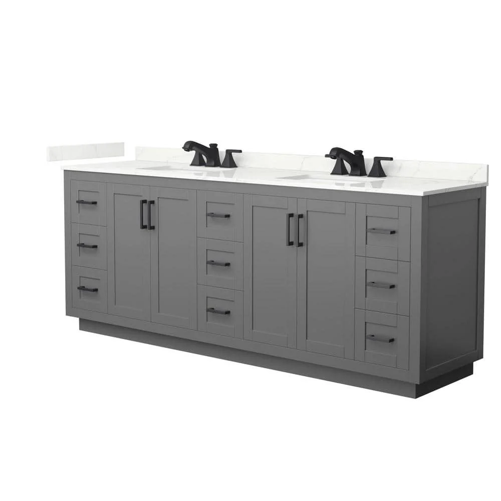 Wyndham Collection Miranda 84" Double Bath Vanity in Dark Gray with Giotto Quartz Top - Image 3