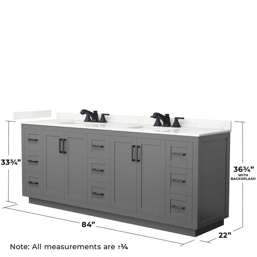Wyndham Collection Miranda 84" Double Bath Vanity in Dark Gray with Giotto Quartz Top - Image 4