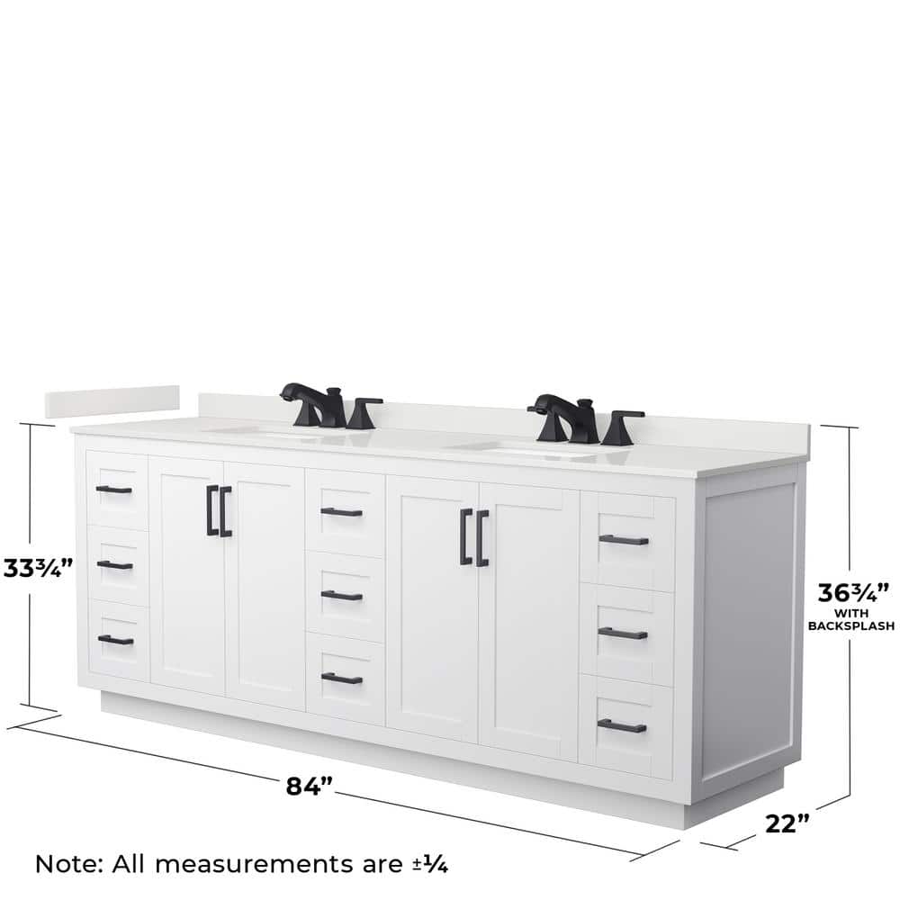 Wyndham Collection Miranda 84" Double Bath Vanity with White Quartz Top - Image 4