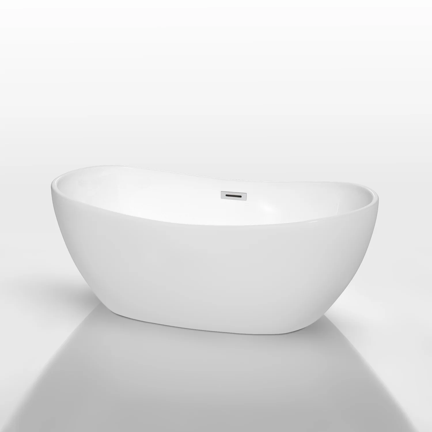 Wyndham Collection Rebecca 60 in. Acrylic Flatbottom Soaking Bathtub, White with Matte Black Trim