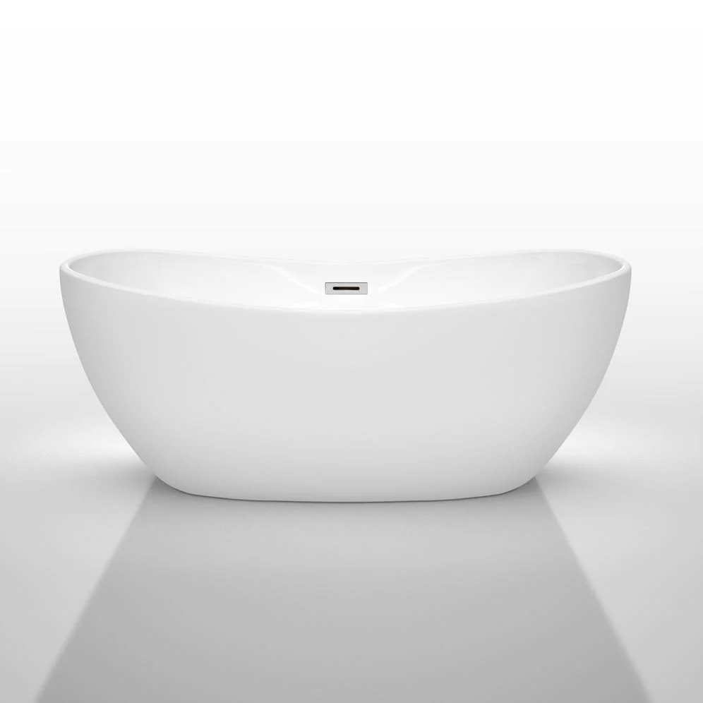 Wyndham Collection Rebecca 60 in. Acrylic Flatbottom Soaking Bathtub, White with Matte Black Trim - Image 4