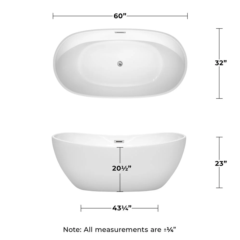 Wyndham Collection Rebecca 60 in. Acrylic Flatbottom Soaking Bathtub, White with Matte Black Trim - Image 6