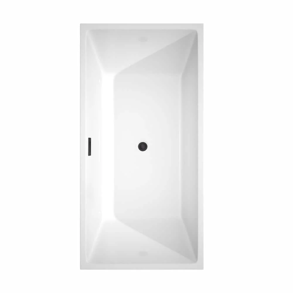 Wyndham Collection Sara 63 in. Acrylic Freestanding Bathtub with Matte Black Trim - Image 3