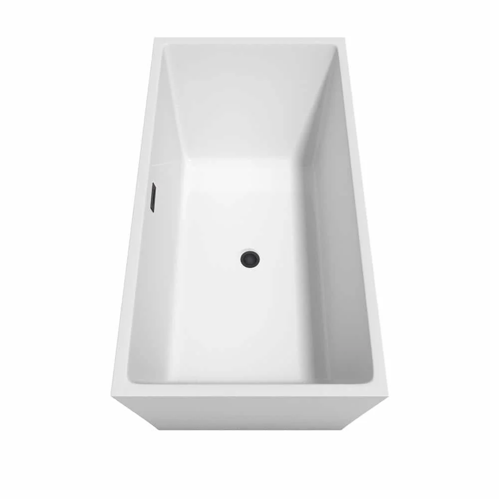 Wyndham Collection Sara 63 in. Acrylic Freestanding Bathtub with Matte Black Trim - Image 4