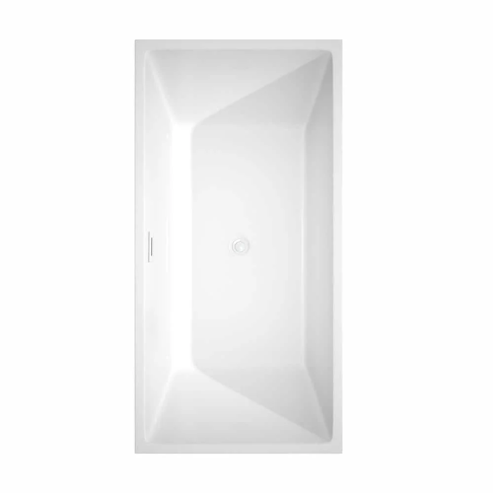 Wyndham Collection Sara 63 in. Acrylic Freestanding Bathtub with Shiny White Trim - Image 3