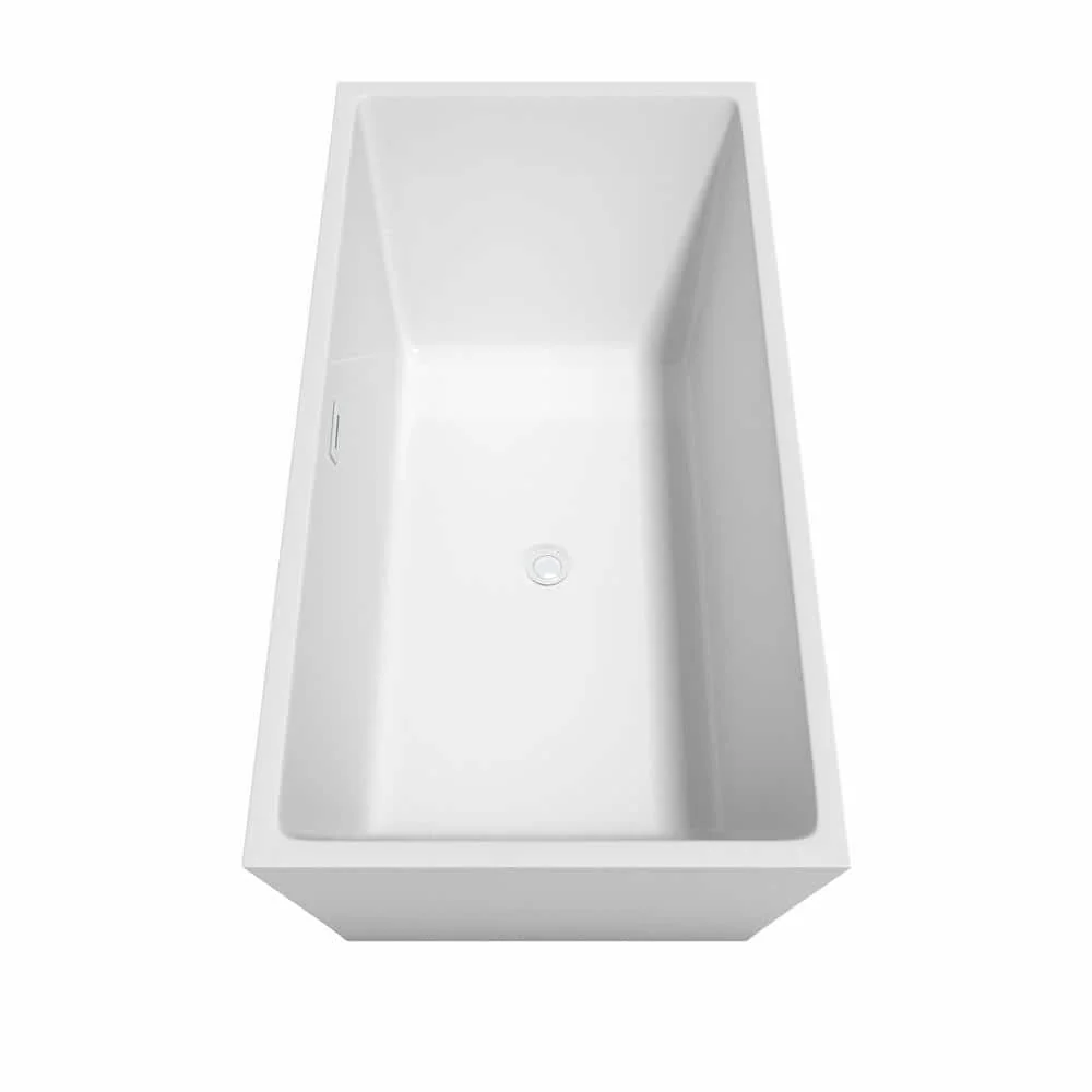 Wyndham Collection Sara 63 in. Acrylic Freestanding Bathtub with Shiny White Trim - Image 4