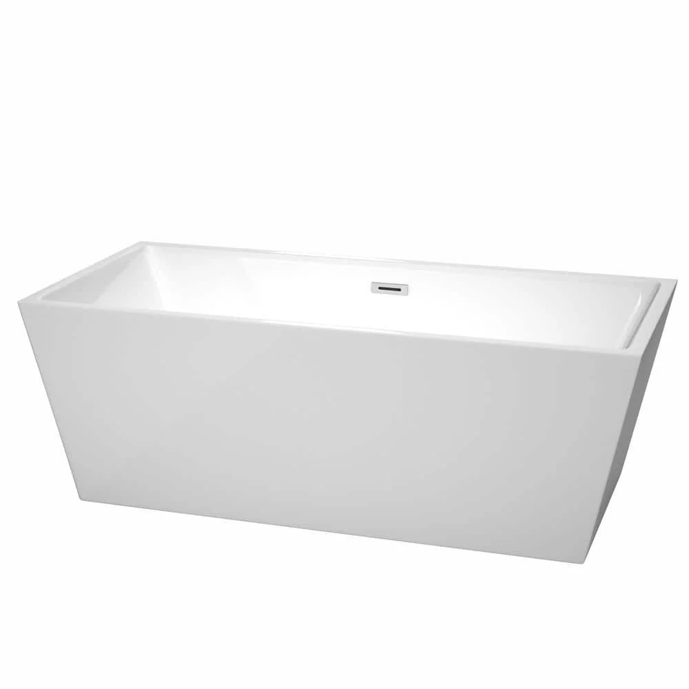 Wyndham Collection Sara 67 in. Acrylic Freestanding Soaking Tub in White