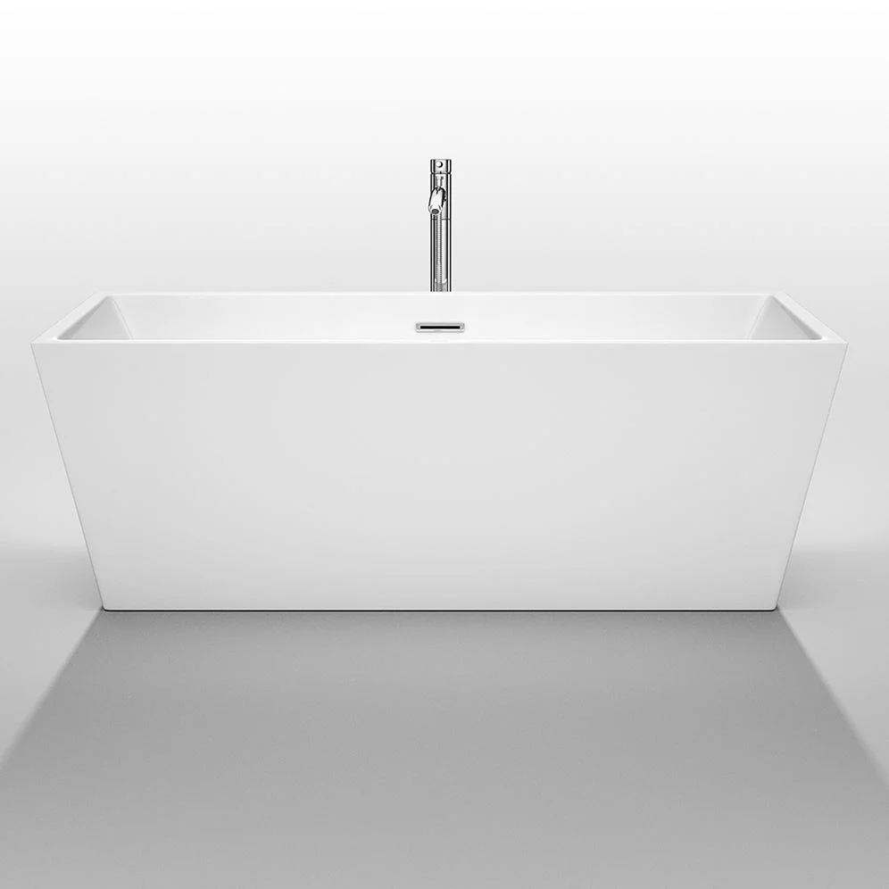 Wyndham Collection Sara 67 in. Acrylic Freestanding Soaking Tub in White - Image 13