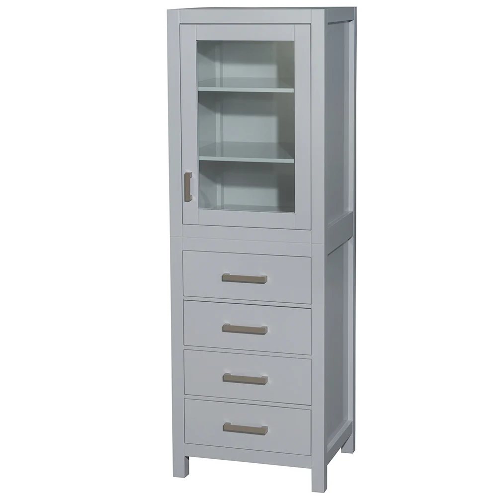 Wyndham Collection Sheffield 24" Dark Gray Linen Cabinet with Brushed Chrome Trim - Image 4