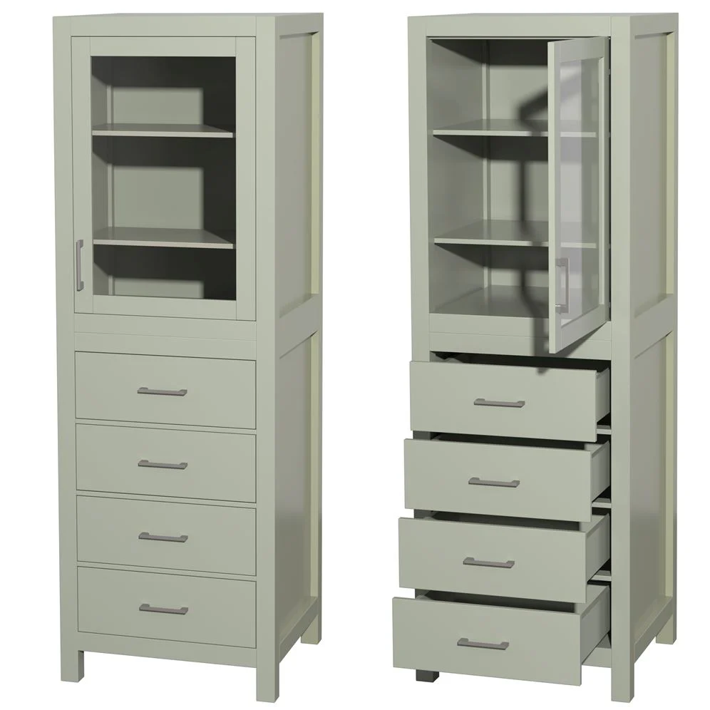 Wyndham Collection Sheffield 24" Light Green Linen Cabinet with Soft-Close Drawers - Image 6