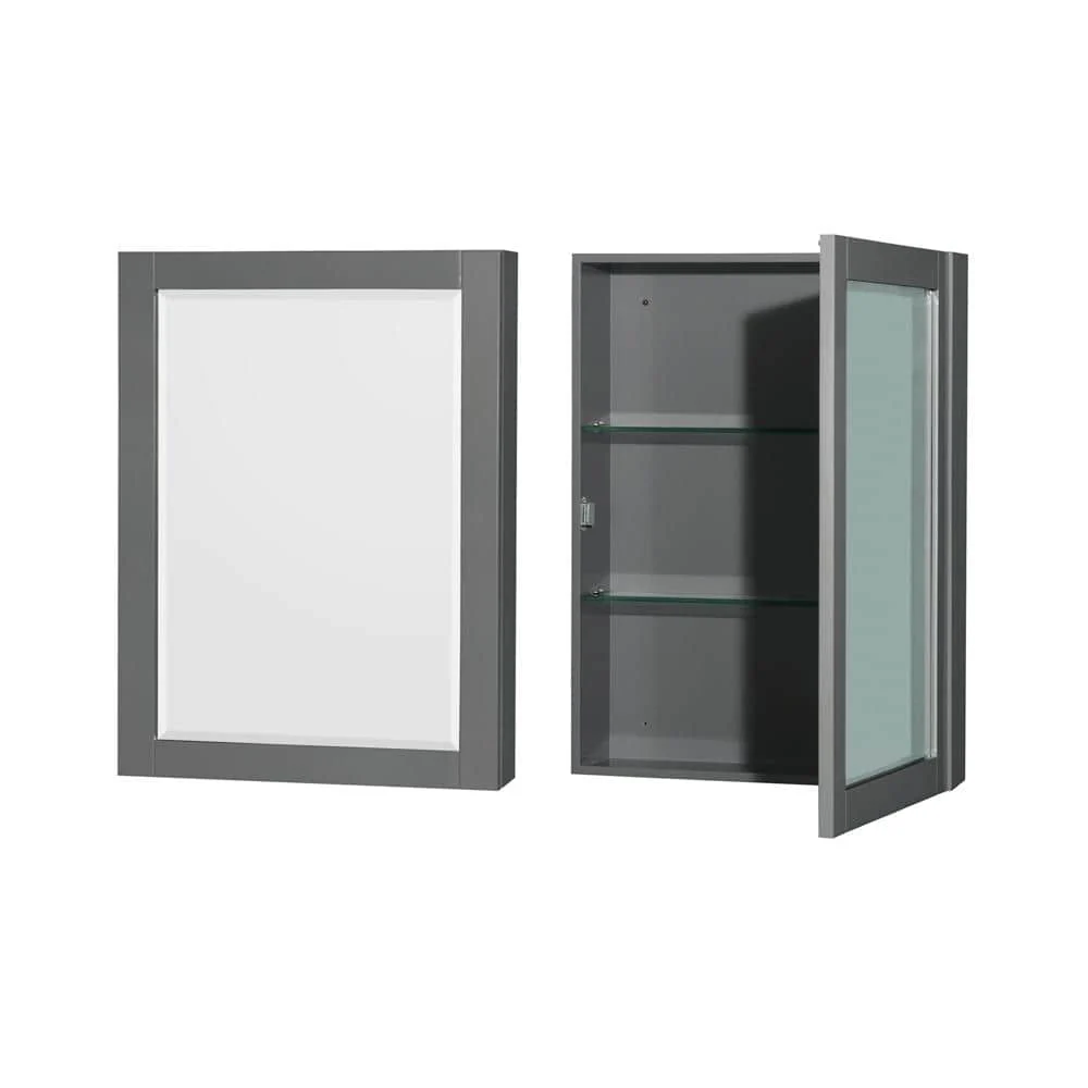Wyndham Collection Sheffield 29" Dark Gray Single Bath Vanity Cabinet with Mirror - Image 4