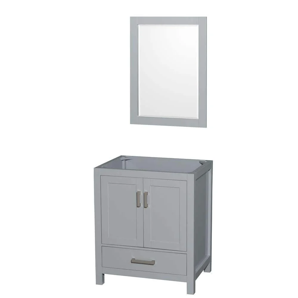 Wyndham Collection Sheffield 29" Gray Bathroom Vanity Cabinet with Mirror