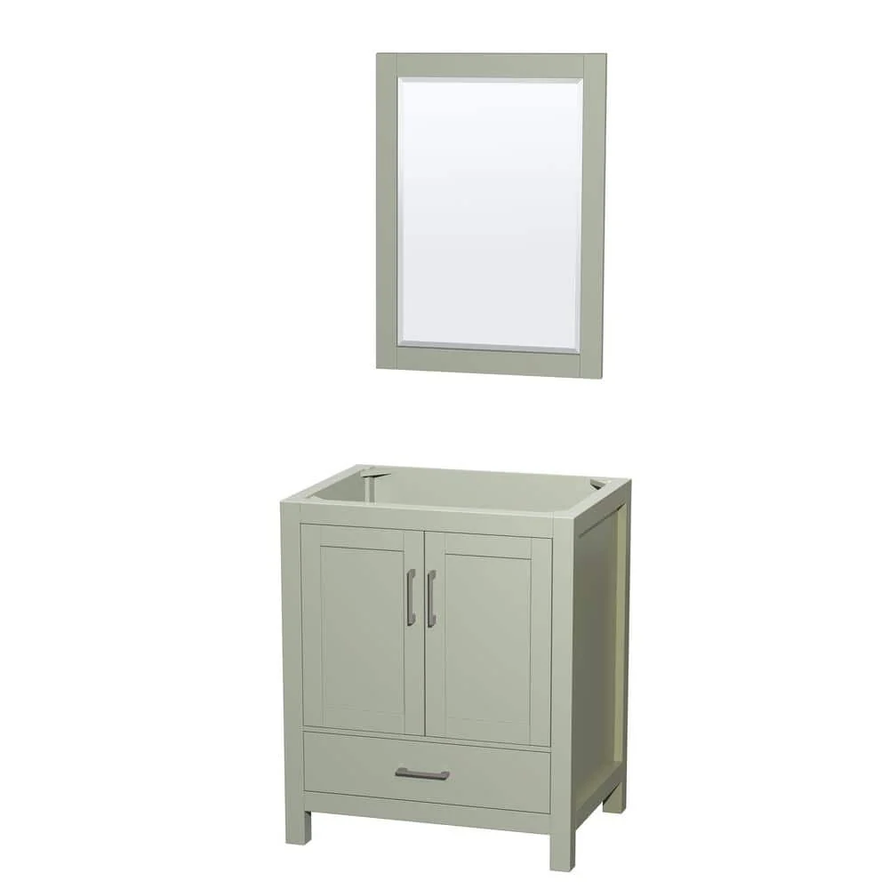 Wyndham Collection Sheffield 29" Light Green Bathroom Vanity Cabinet with Mirror