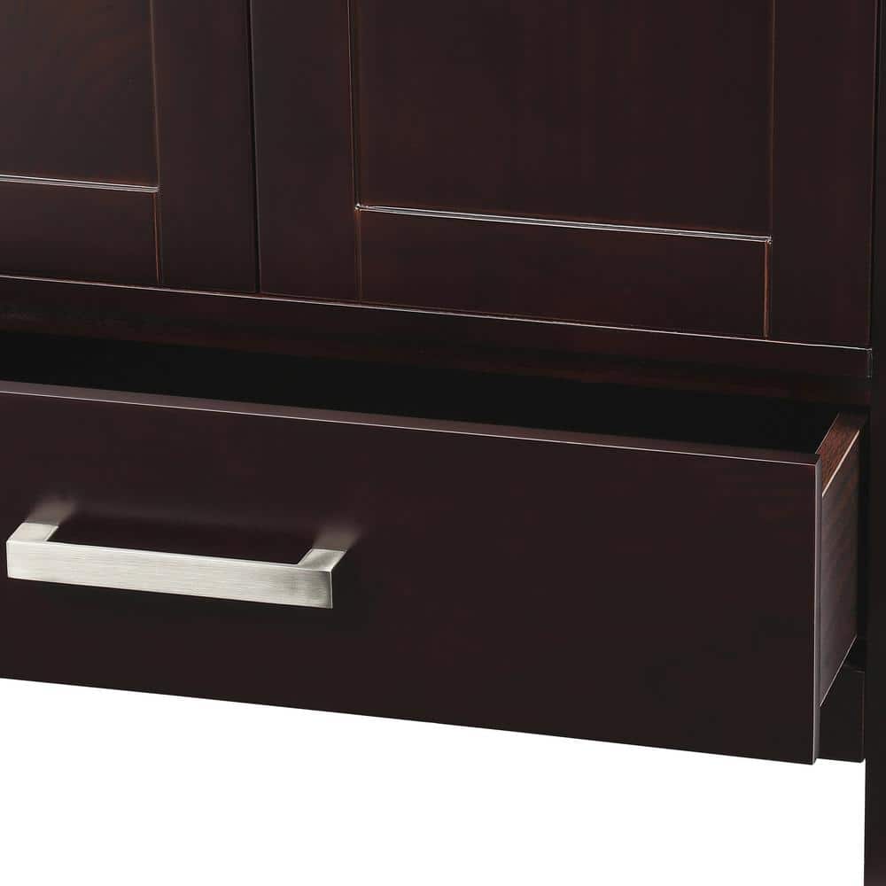 Wyndham Collection Sheffield 30" Bathroom Vanity in Espresso with Carrara Marble Top - Image 4