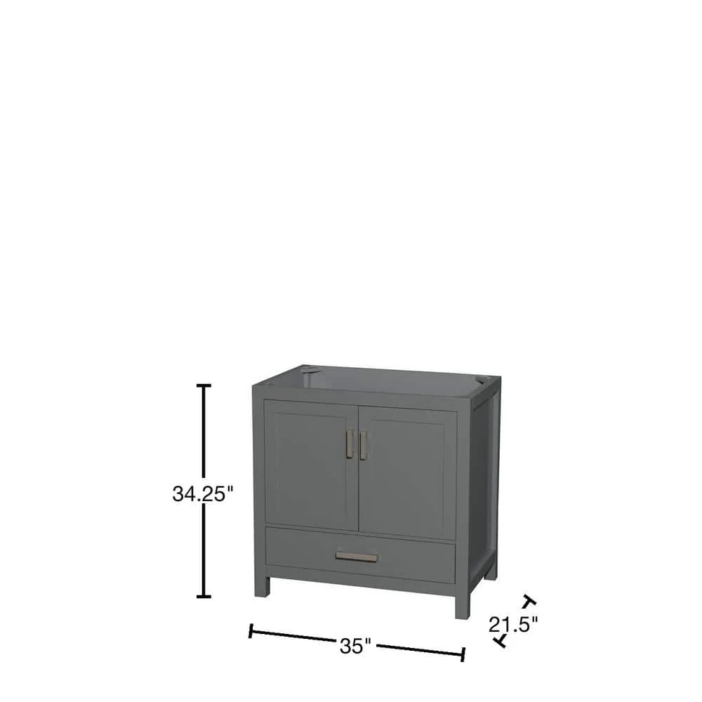 Wyndham Collection Sheffield 35 in. Bathroom Vanity Cabinet, Dark Gray, Freestanding - Image 2