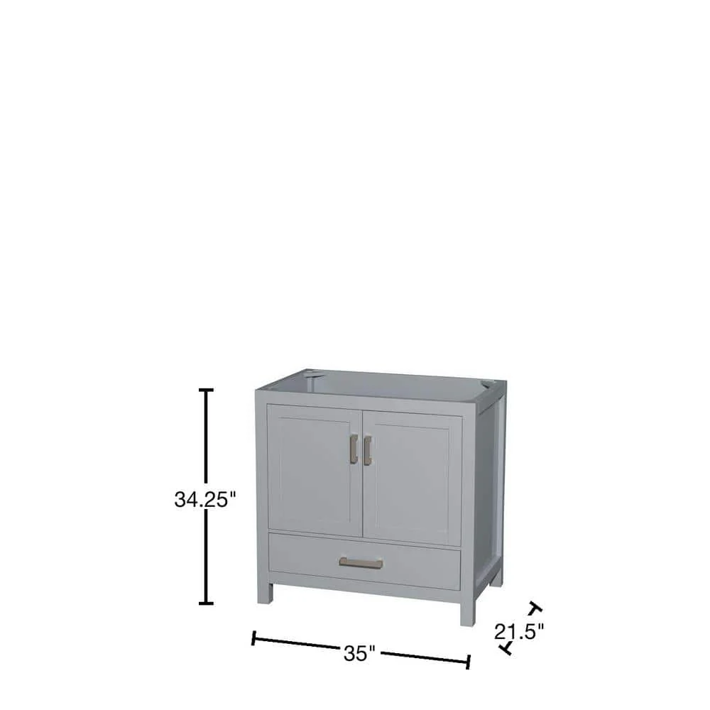 Wyndham Collection Sheffield 35 in. Bathroom Vanity Cabinet in Gray - Image 2