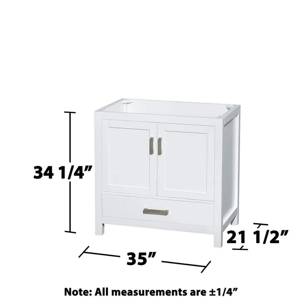 Wyndham Collection Sheffield 35" White Bathroom Vanity Cabinet - No Top - Image 3