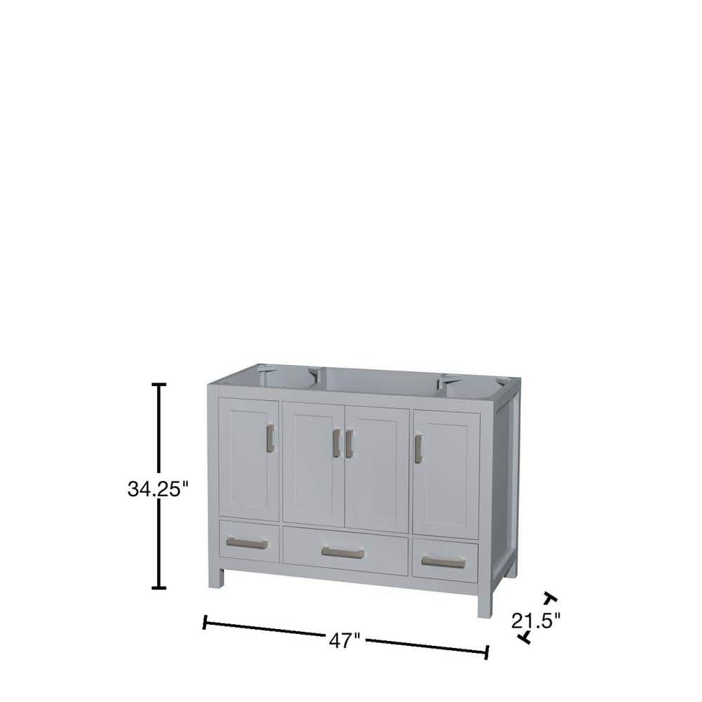 Wyndham Collection Sheffield 47 in. Single Bath Vanity Cabinet in Gray, Freestanding Design - Image 3