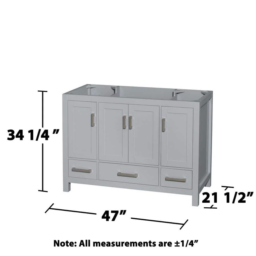 Wyndham Collection Sheffield 47 in. Single Bath Vanity Cabinet in Gray, Freestanding Design - Image 4
