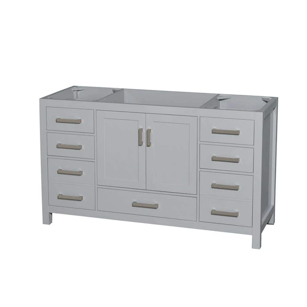 Wyndham Collection Sheffield 59" Gray Single Bath Vanity Cabinet without Top