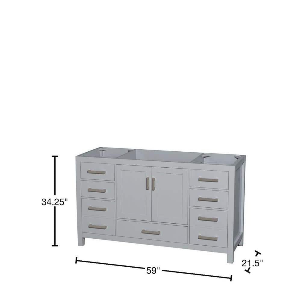 Wyndham Collection Sheffield 59" Gray Single Bath Vanity Cabinet without Top - Image 2