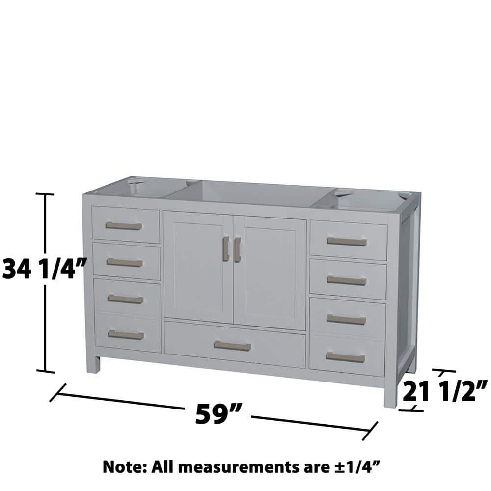 Wyndham Collection Sheffield 59" Gray Single Bath Vanity Cabinet without Top - Image 3