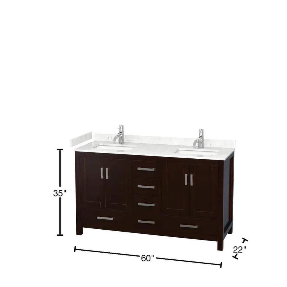 Wyndham Collection Sheffield 60" Double Bath Vanity in Espresso with Cultured Marble Top - Image 2