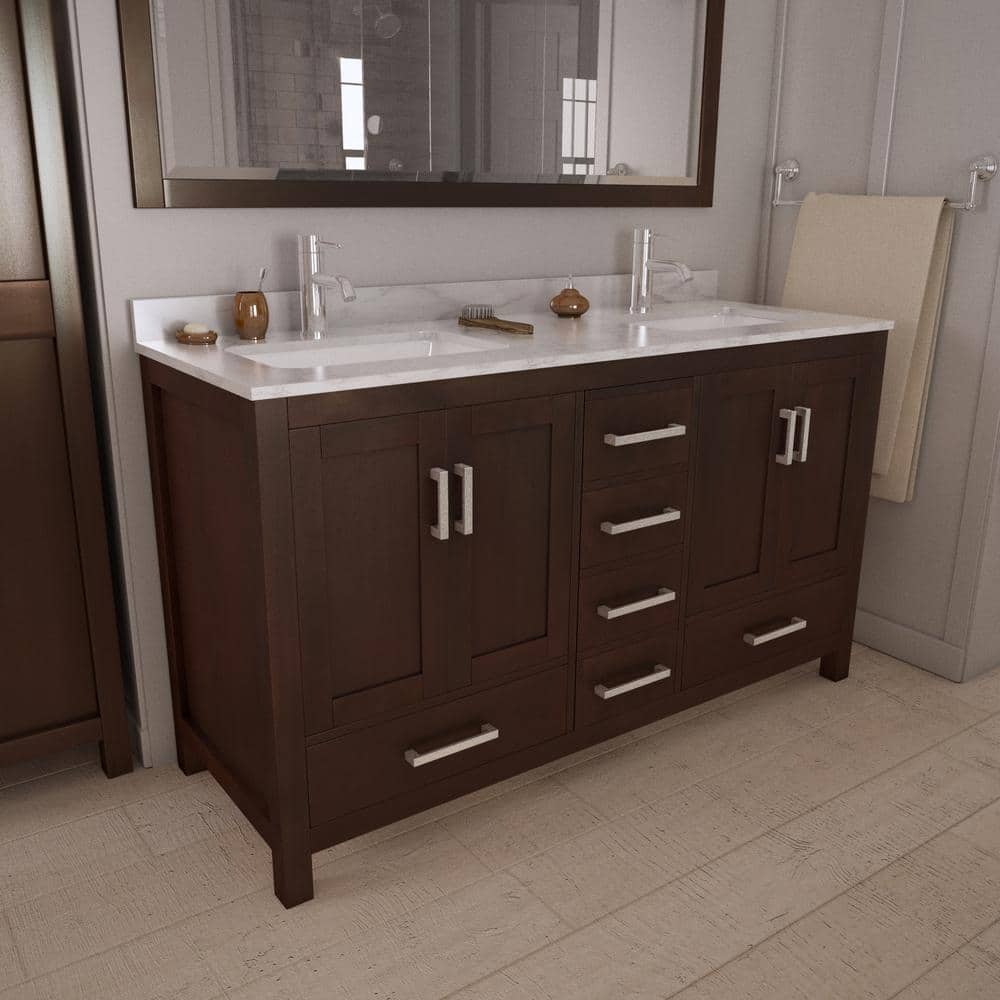Wyndham Collection Sheffield 60" Double Bath Vanity in Espresso with Cultured Marble Top - Image 6
