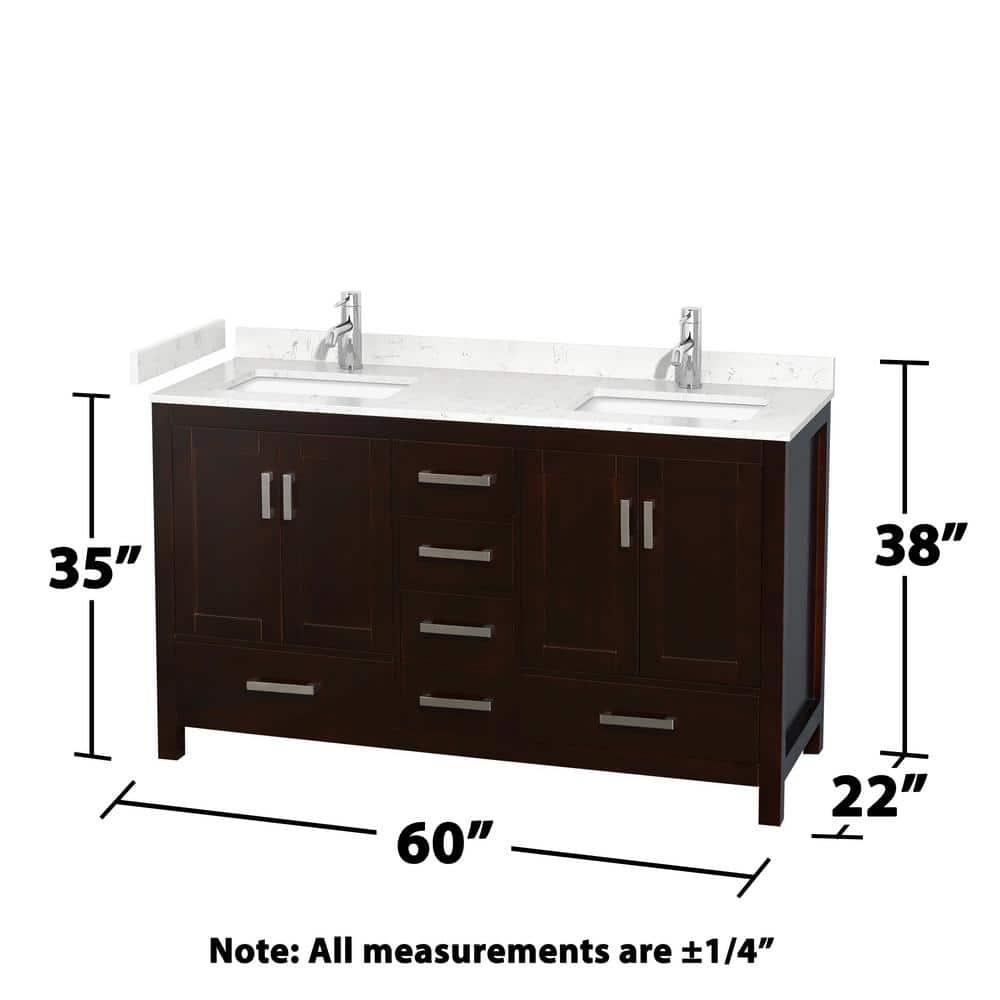 Wyndham Collection Sheffield 60" Double Bath Vanity in Espresso with Cultured Marble Top - Image 7
