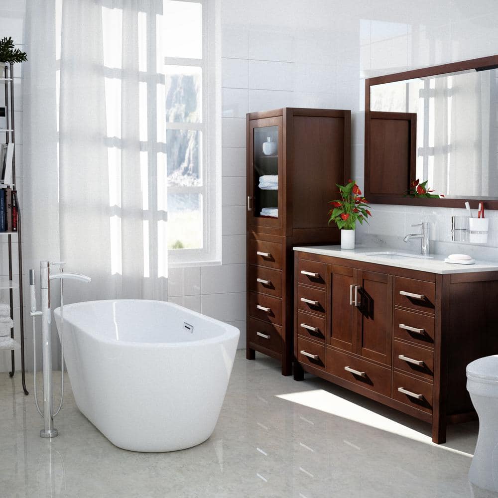 Wyndham Collection Sheffield Bathroom Linen Storage Tower Cabinet, Espresso Finish - Image 3