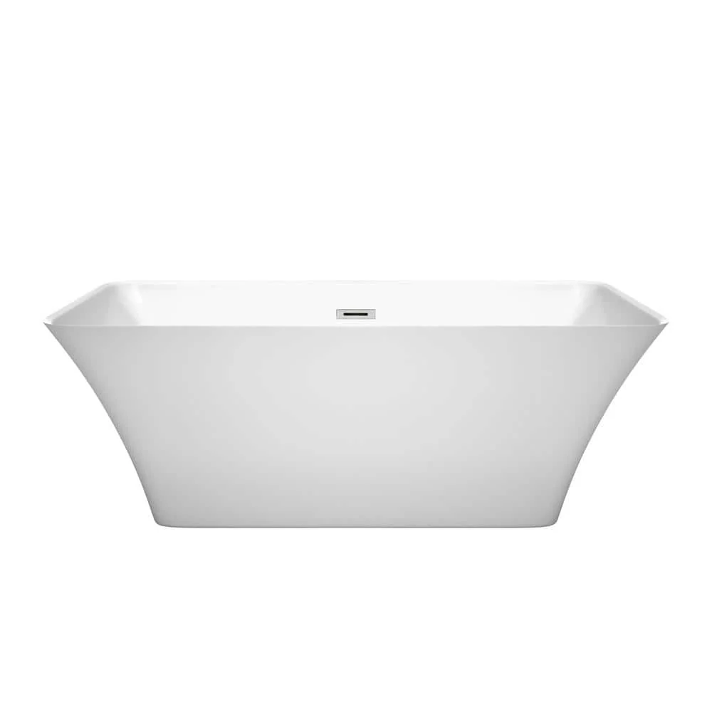 Wyndham Collection Tiffany 59 in. Acrylic Freestanding Soaking Tub in White - Image 2