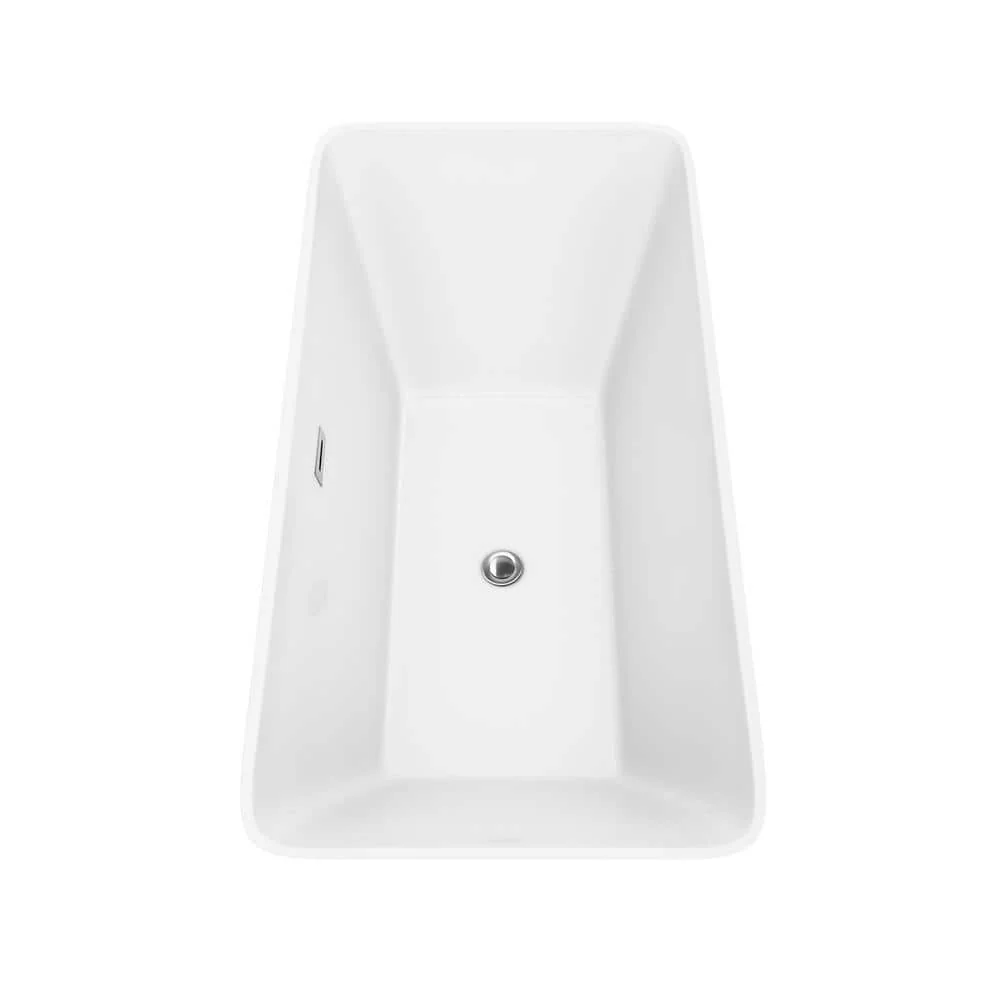 Wyndham Collection Tiffany 59 in. Acrylic Freestanding Soaking Tub in White - Image 4