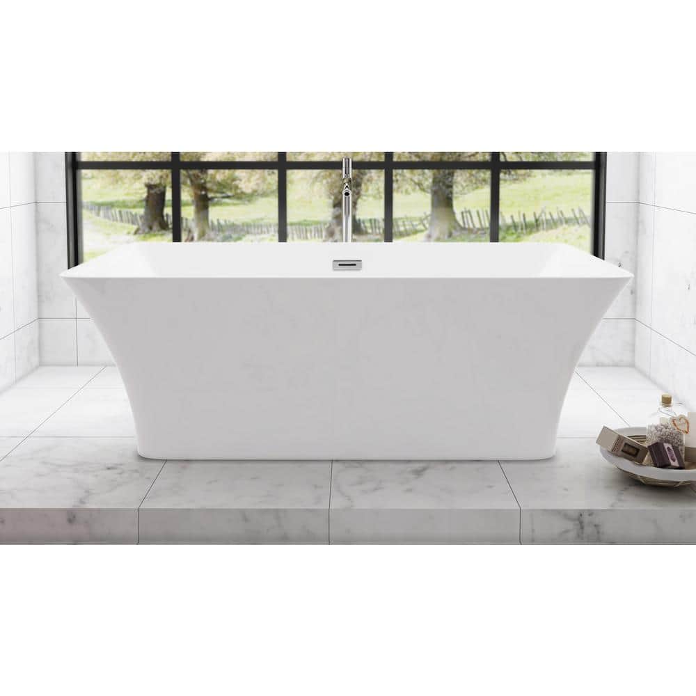 Wyndham Collection Tiffany 59 in. Acrylic Freestanding Soaking Tub in White - Image 5