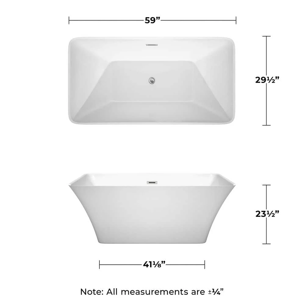 Wyndham Collection Tiffany 59 in. Acrylic Freestanding Soaking Tub in White - Image 7