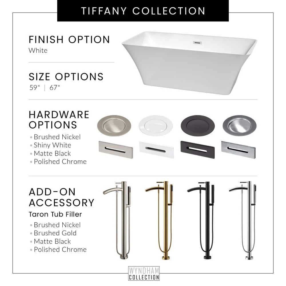 Wyndham Collection Tiffany 59 in. Acrylic Freestanding Soaking Tub in White - Image 8