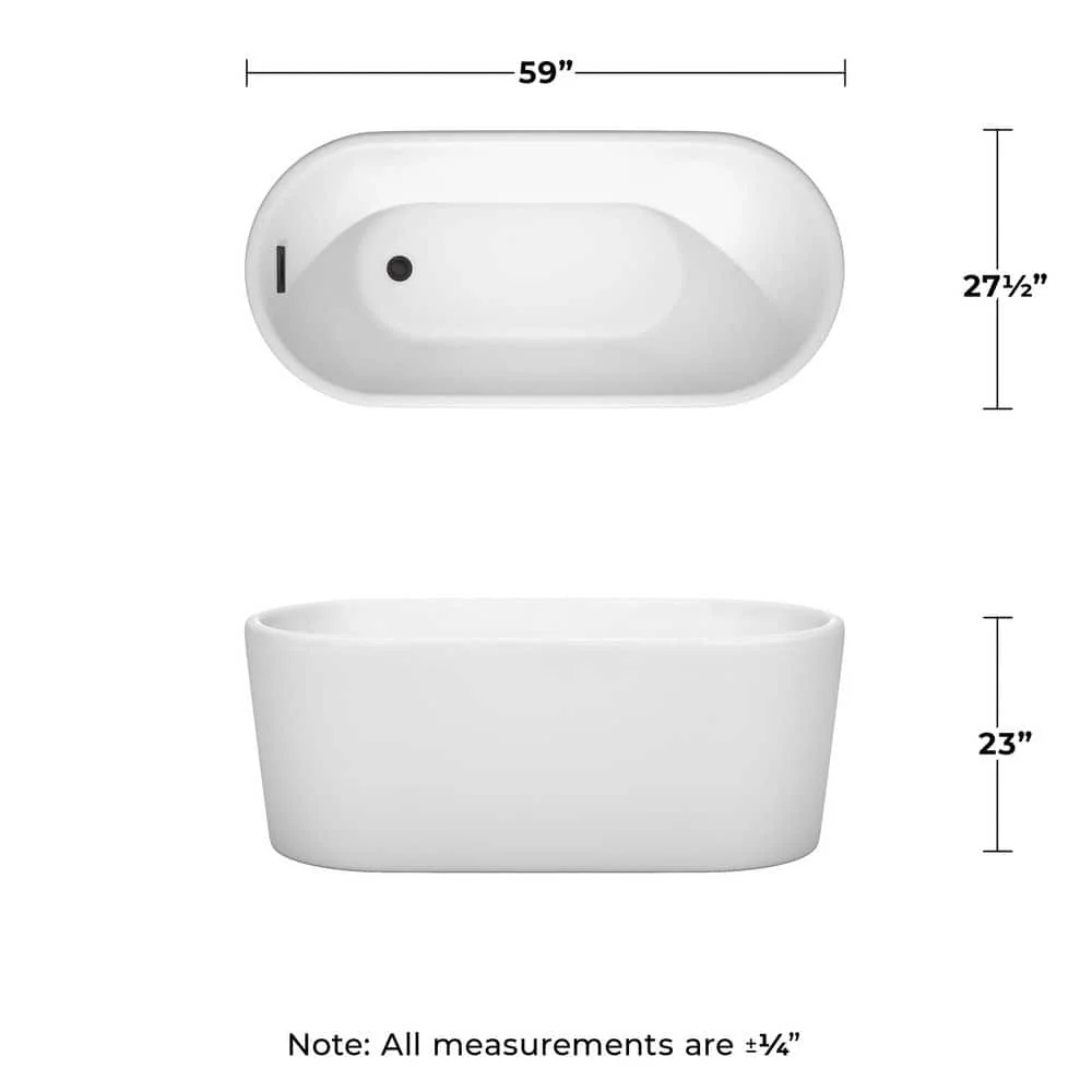 Wyndham Collection Ursula 59 in. Acrylic Freestanding Bathtub with Matte Black Trim - Image 6