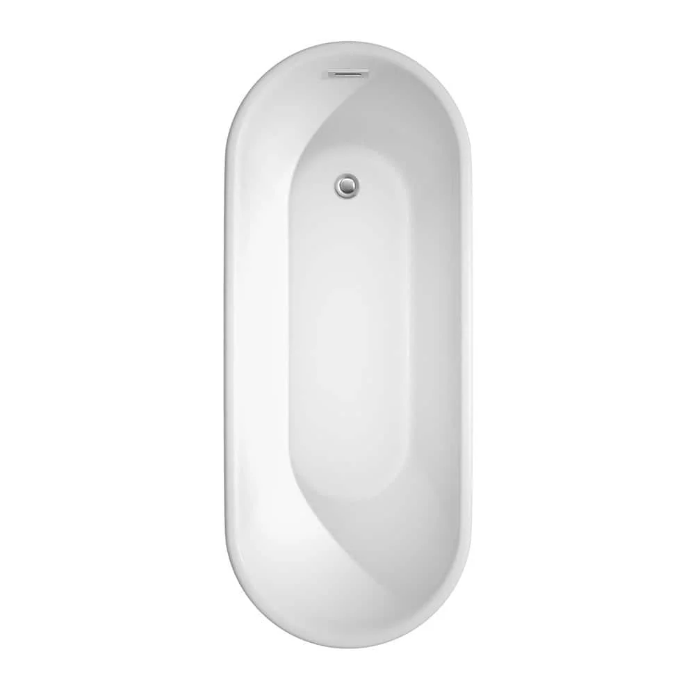 Wyndham Collection Ursula 67 in. Acrylic Freestanding Soaking Tub with Chrome Trim - Image 3