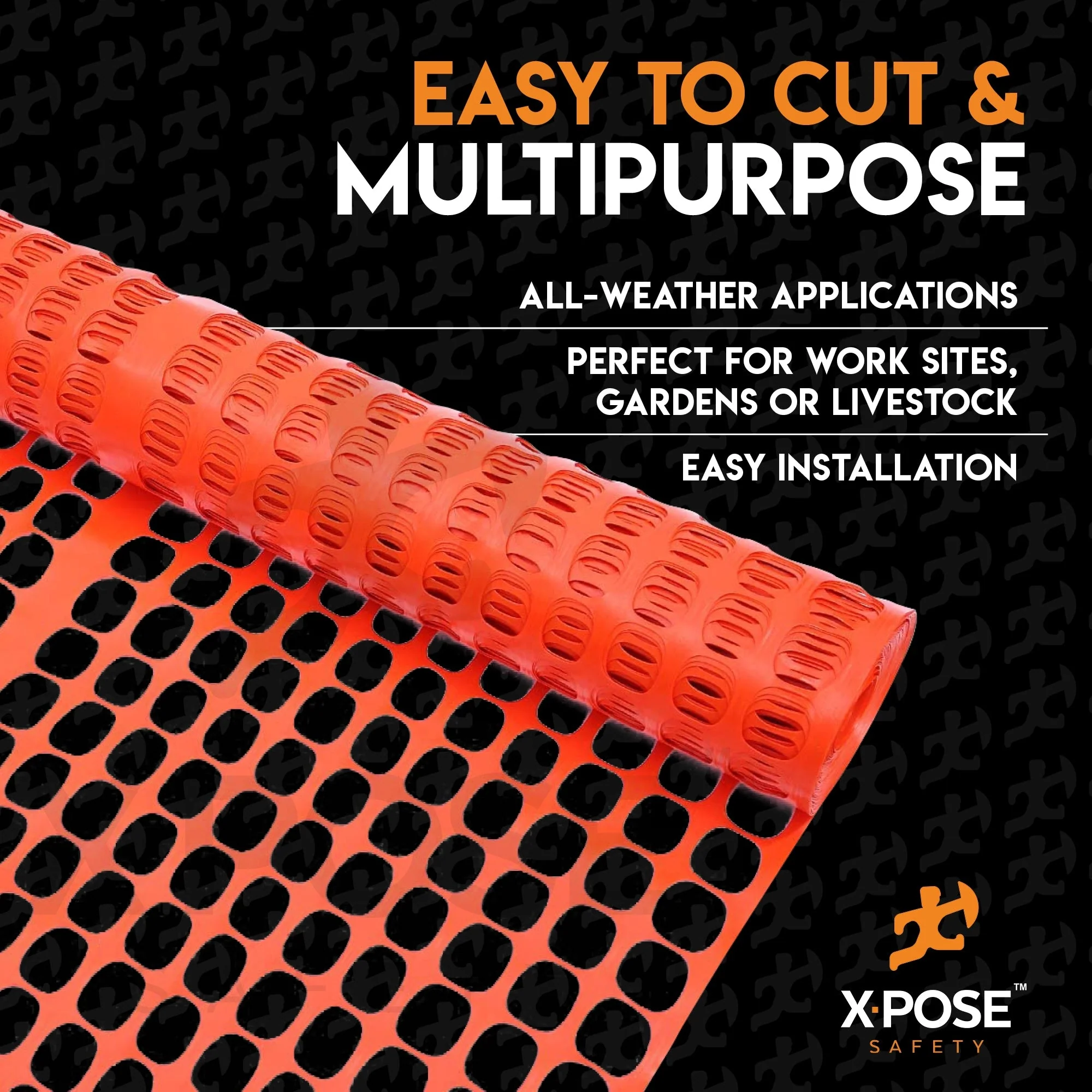 XPOSE SAFETY Orange PVC Bamboo Fence, 100ft x 4ft Roll - Image 3