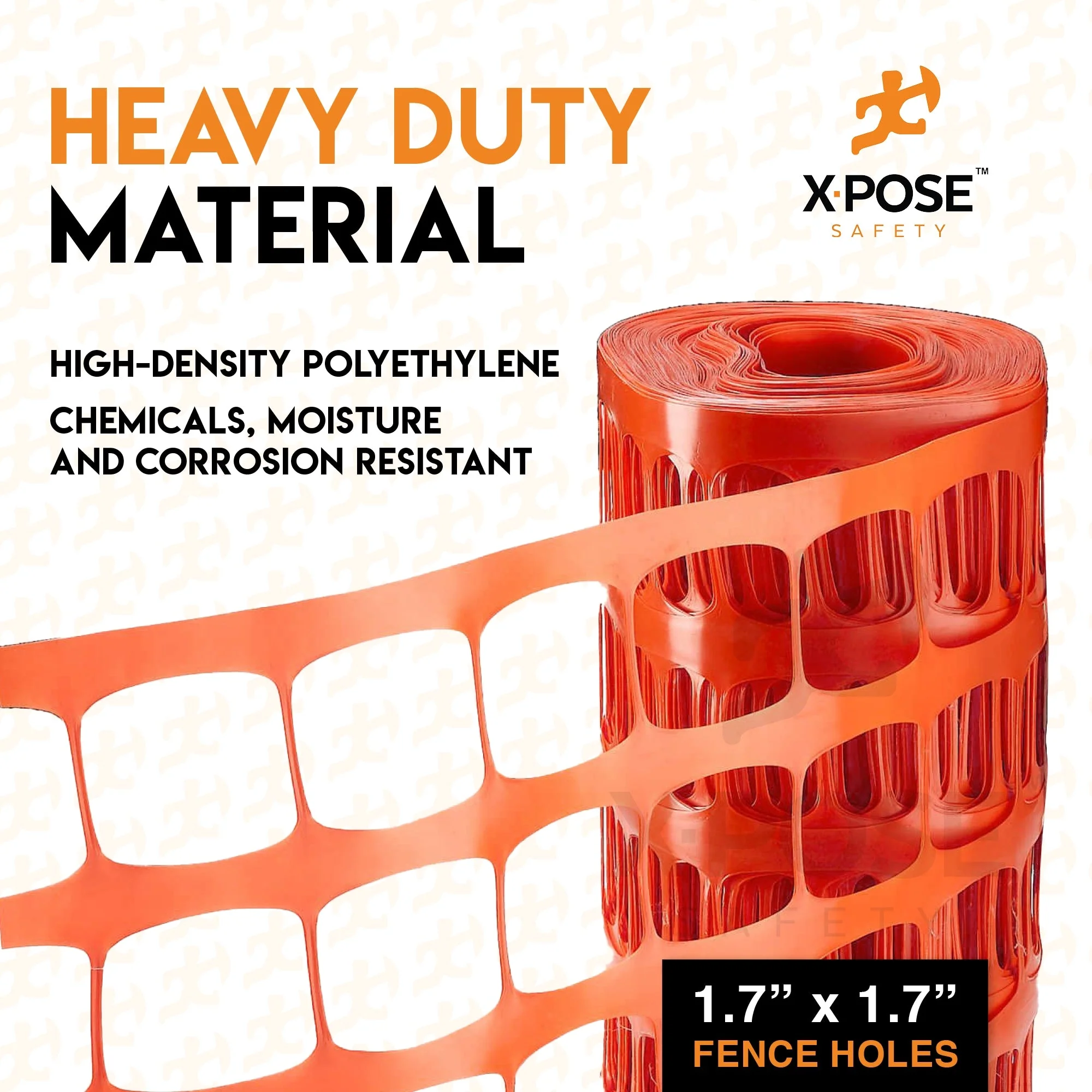 XPOSE SAFETY Orange PVC Bamboo Fence, 100ft x 4ft Roll - Image 4