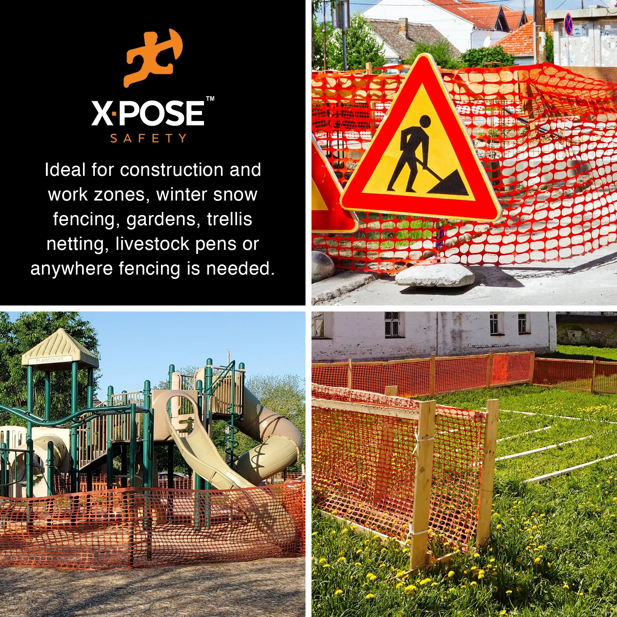 XPOSE SAFETY Orange PVC Bamboo Fence, 100ft x 4ft Roll - Image 5