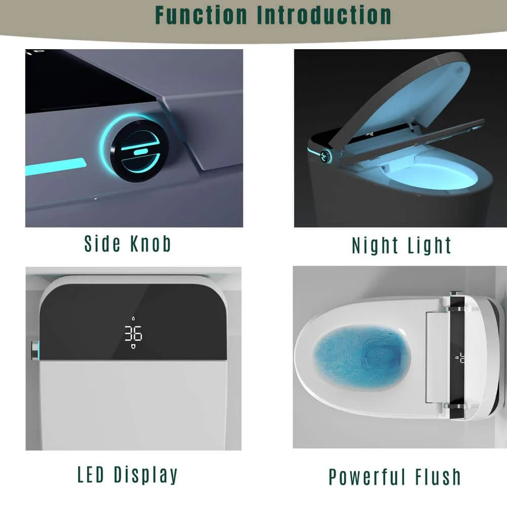 Xspracer Moray Elongated Smart Bidet Toilet with Foot Sensor, LED Display, and Warm Water - Image 2