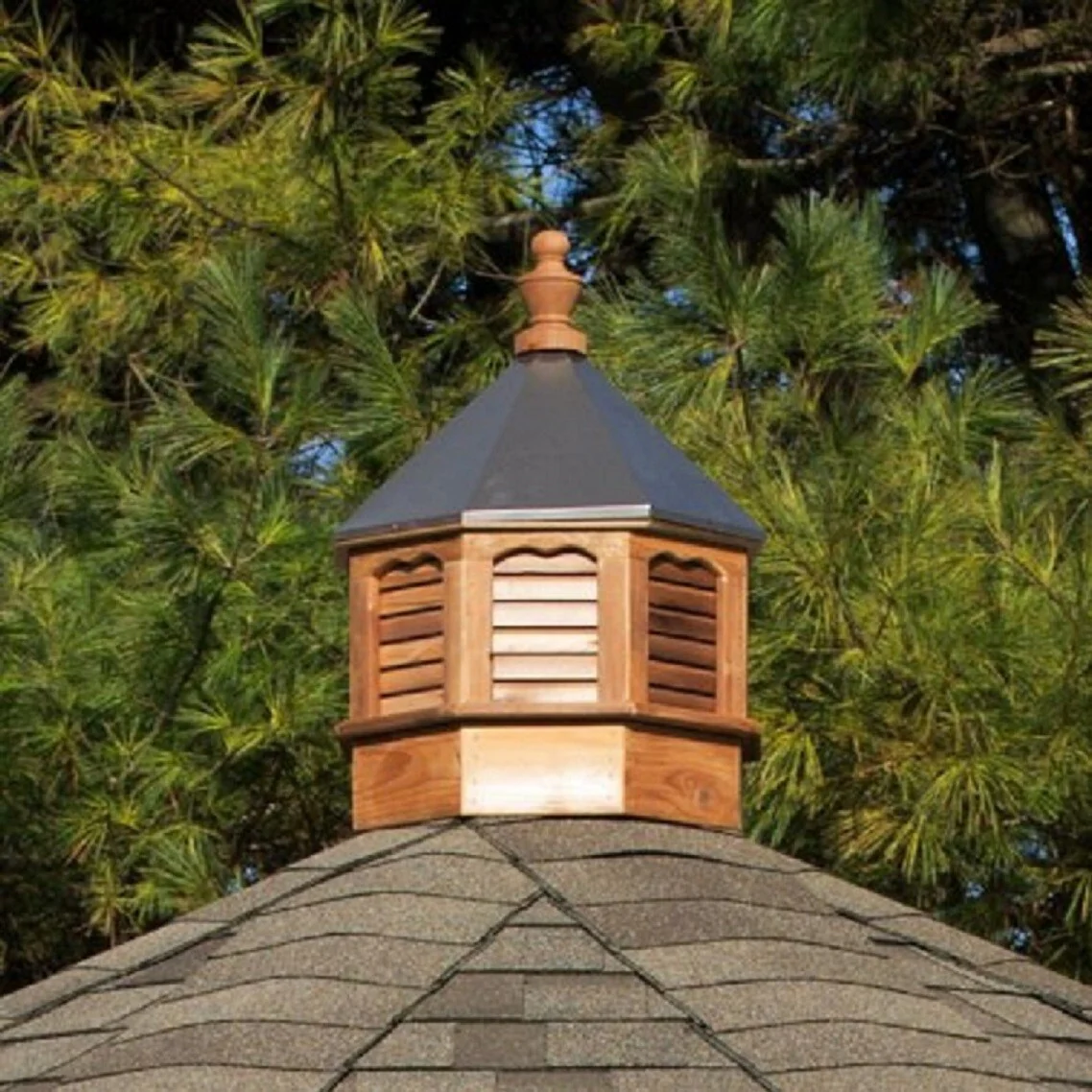 YardCraft Select 22-in x 27-in Unfinished Cedar Octagon Cupola with Bronze Aluminum Roof - Image 2