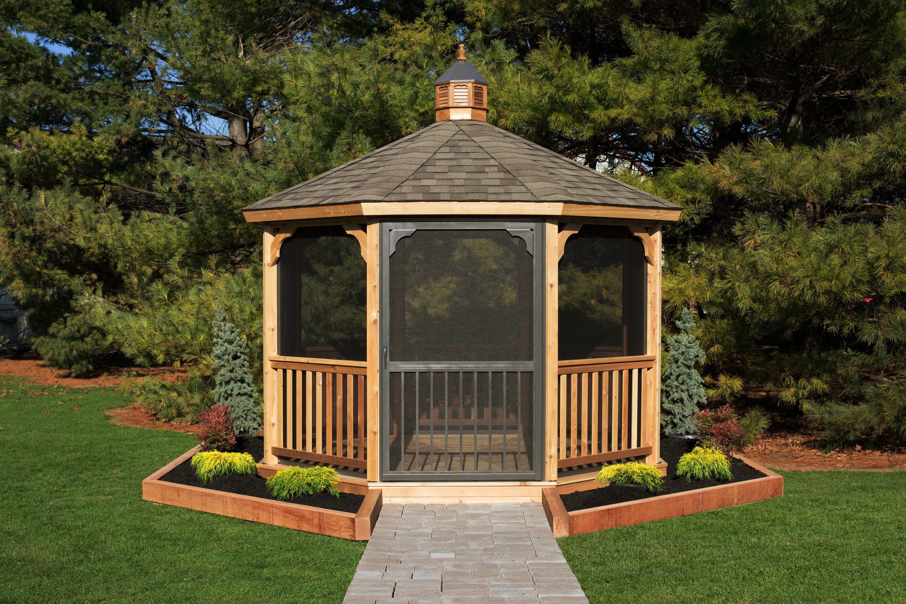 YardCraft Select 22-in x 27-in Unfinished Cedar Octagon Cupola with Bronze Aluminum Roof - Image 3