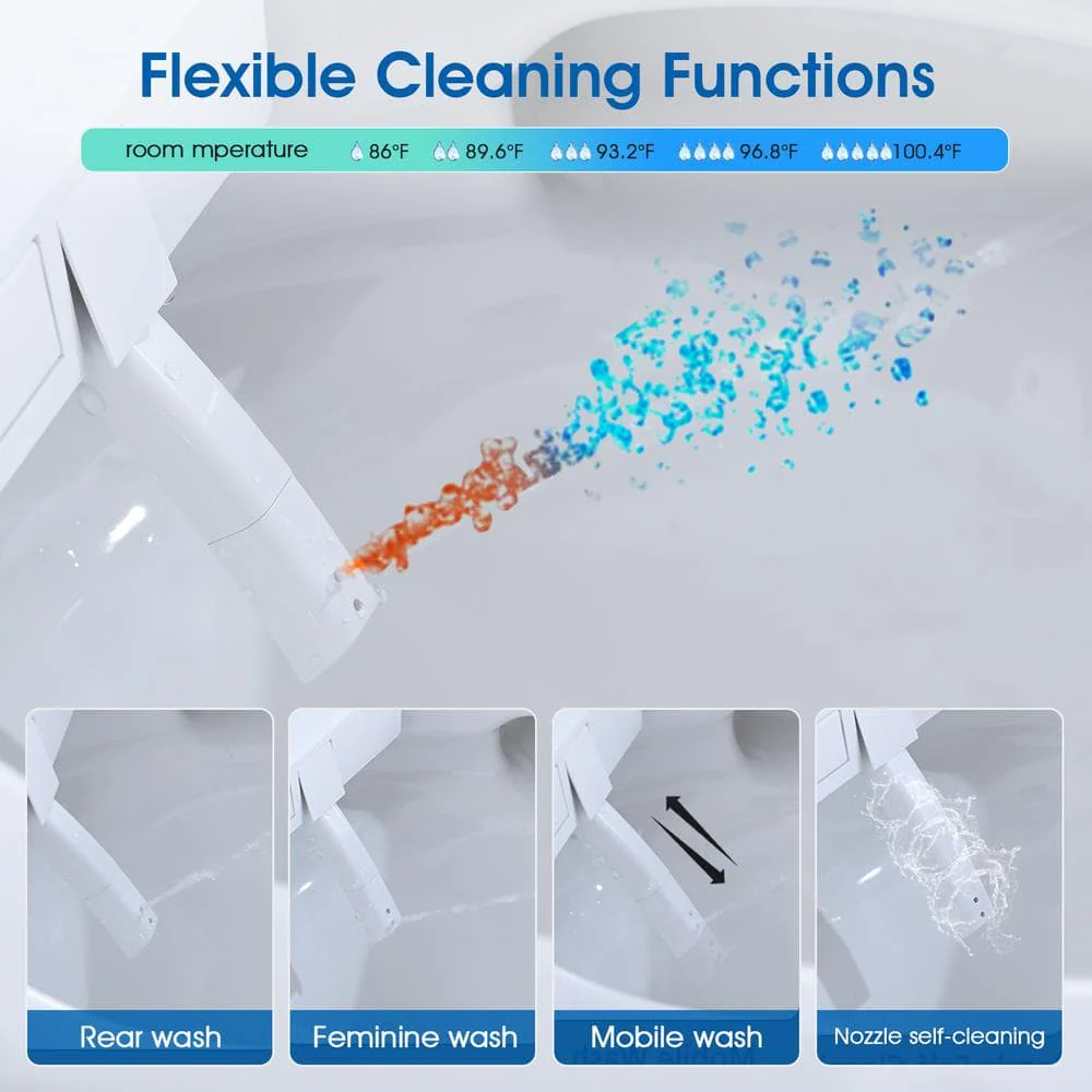 YASINU Tankless Elongated Electric Smart Toilet with Adjustable Bidet Seat, Auto 1.1/1.6 GPF - Image 10