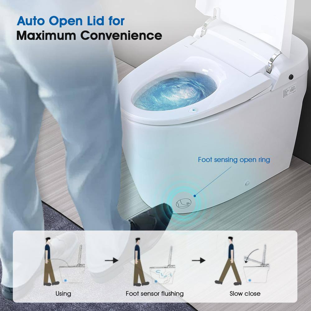YASINU Tankless Elongated Electric Smart Toilet with Adjustable Bidet Seat, Auto 1.1/1.6 GPF - Image 2