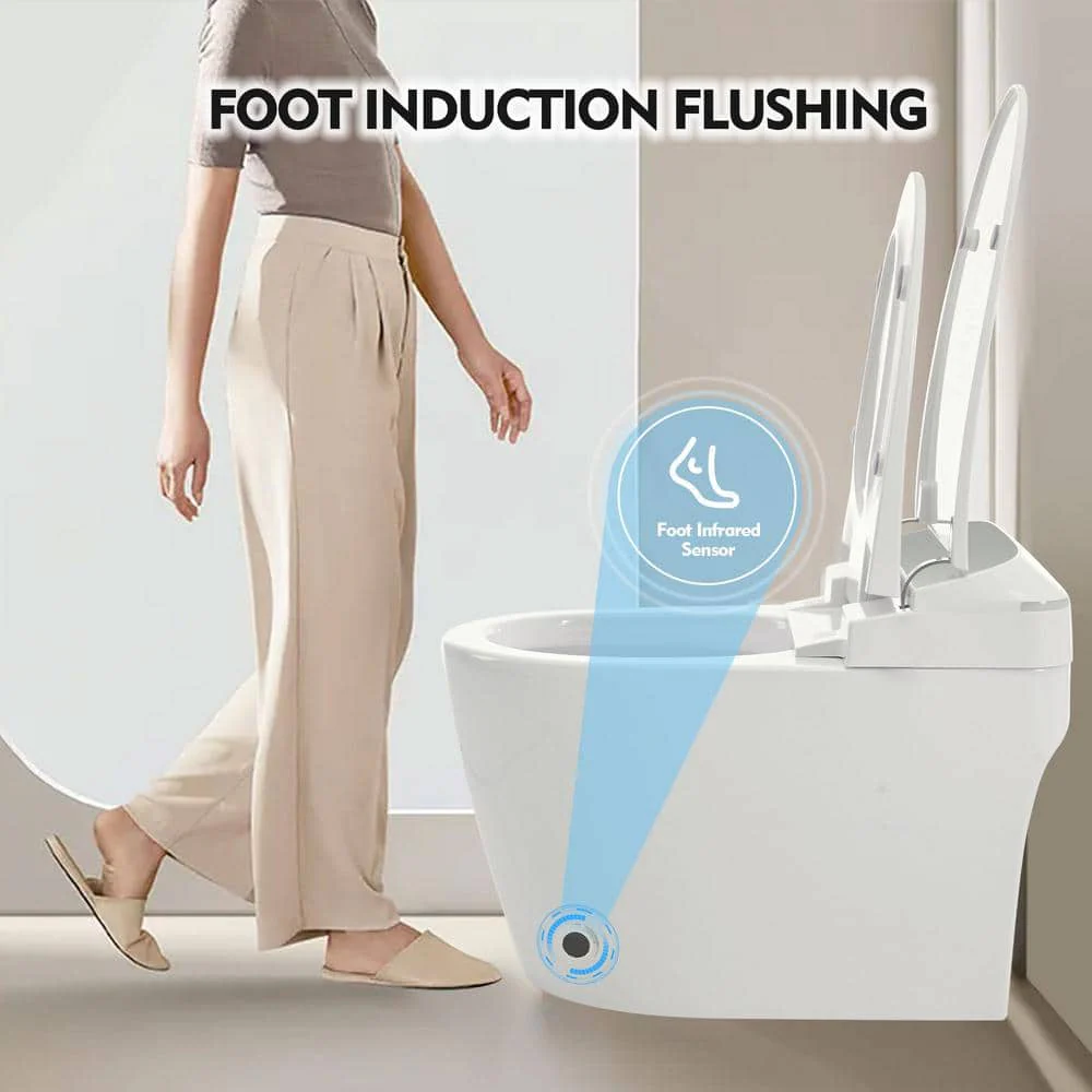 YSQCAR Elongated 1.28 GPF Smart Bidet Toilet with Auto Lid and Heated Seat in White - Image 3