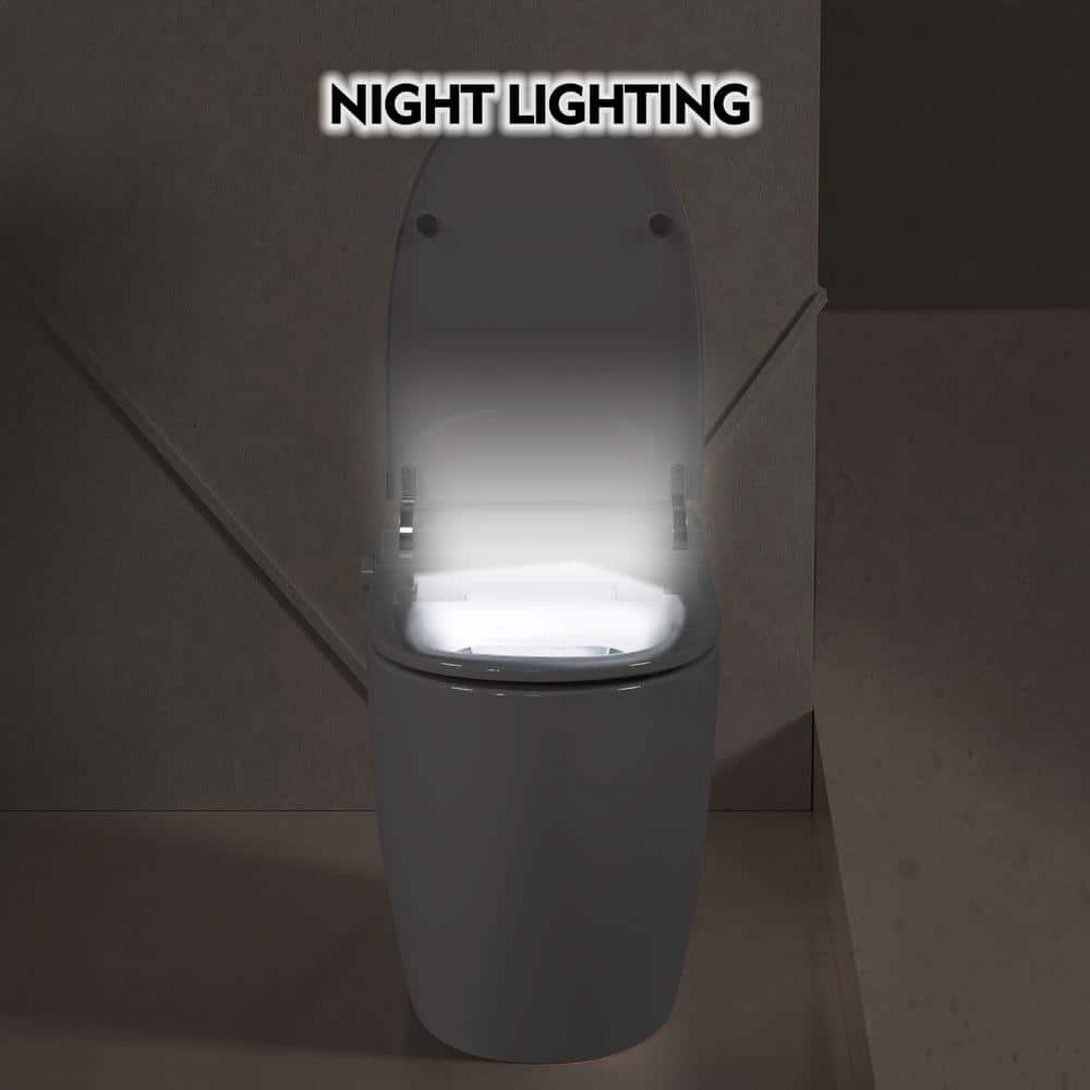 YSQCAR Elongated 1.28 GPF Smart Bidet Toilet with Auto Lid and Heated Seat in White - Image 7