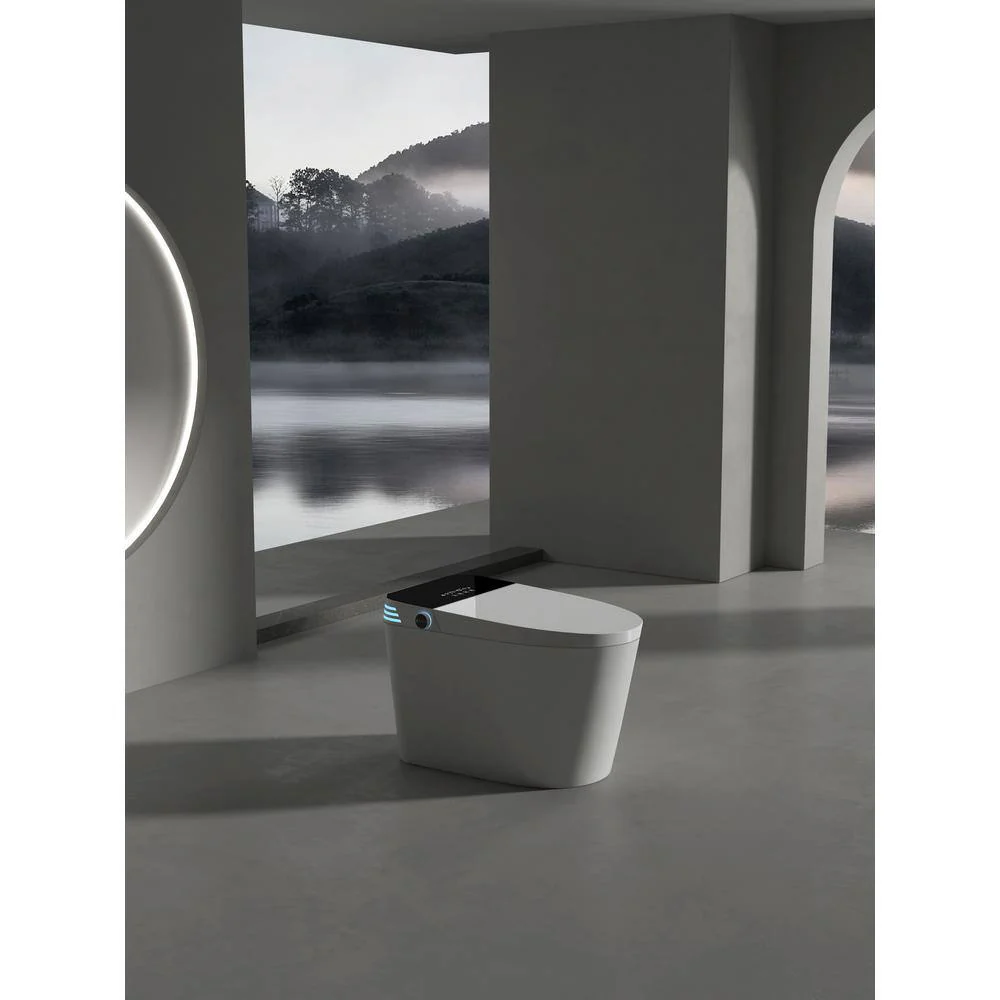 YSQCAR Elongated Smart Bidet Toilet with Auto Lid and Heated Seat in White - 1.28 GPF - Image 2