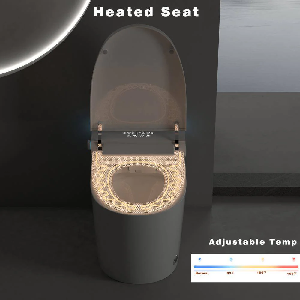 YSQCAR Elongated Smart Bidet Toilet with Auto Lid and Heated Seat in White - 1.28 GPF - Image 4
